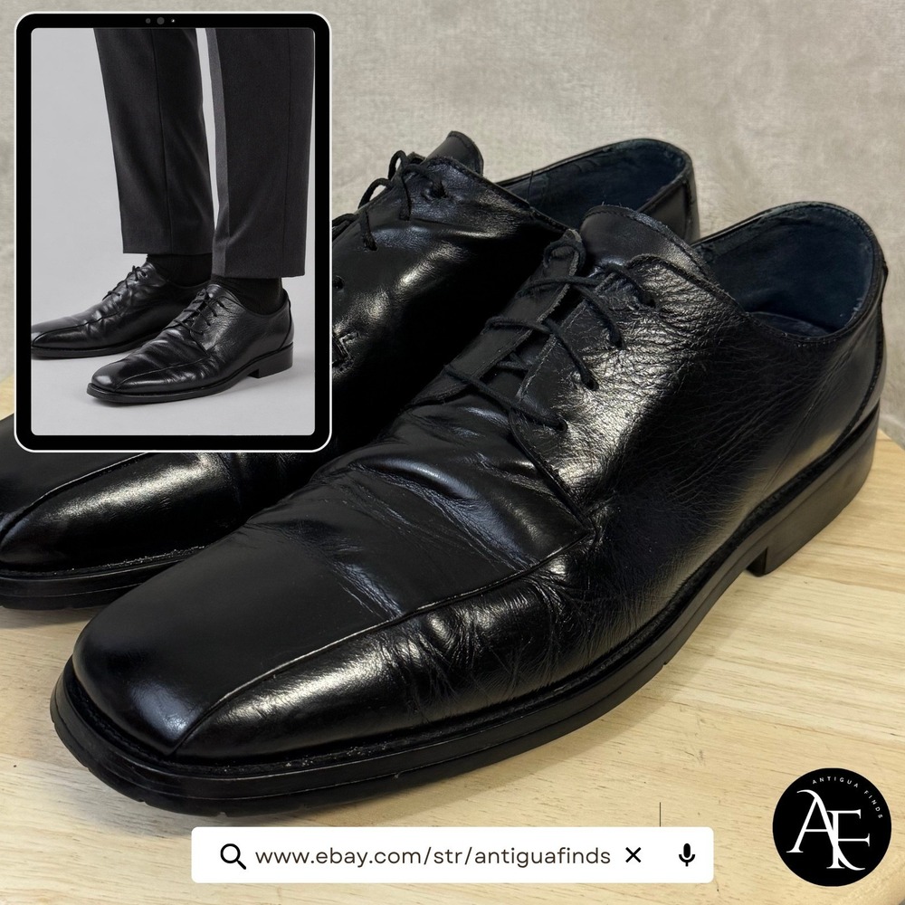 Bacco Bucci Mens MP-09 Black Leather Square Toe Derby Dress Shoes 11.5